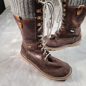 HKR Women’s Moto Boots Size 8.5/9 US EU39 Brown Faux Leather Suede Lace Up Zip